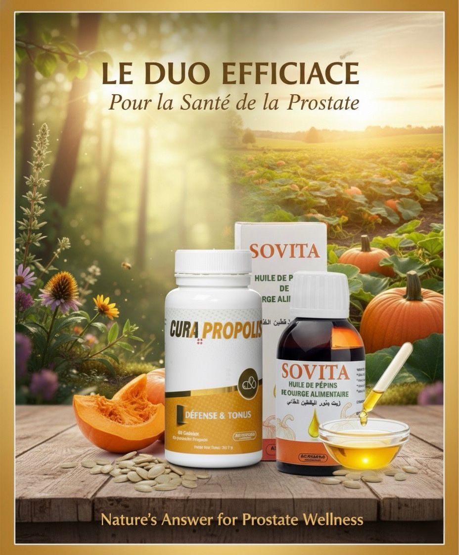 Pack Prosta – Huile de pépins de courge Sovita & Gélules 100 % Propolis Cura+ Propolis