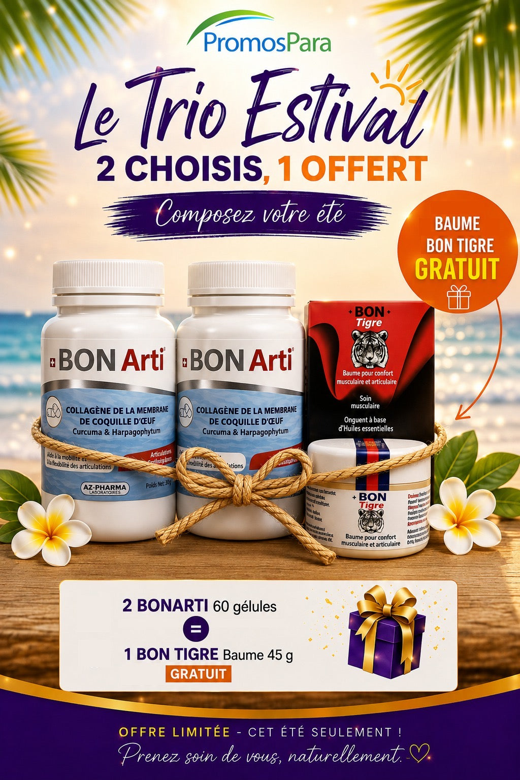 Trio Estival BON ARTI – Baume BON TIGRE 45 g OFFERT 🎁